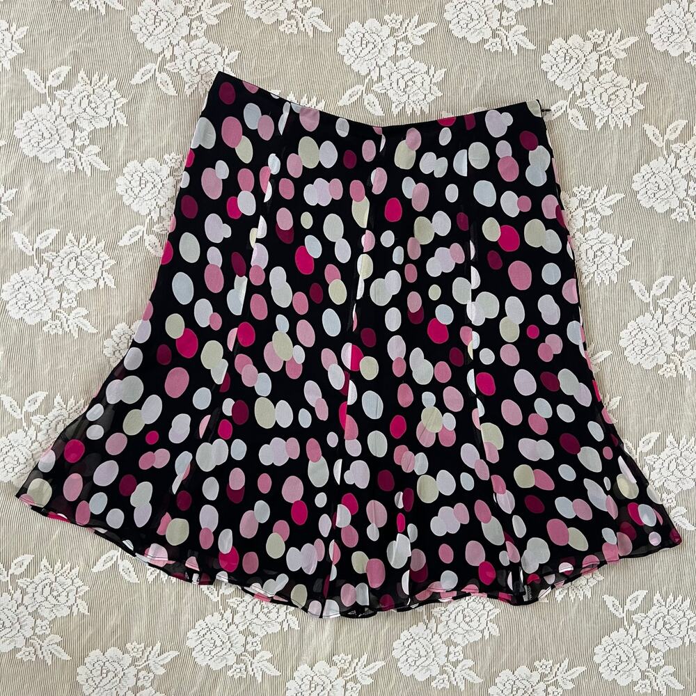 Express 100% Silk Polka Dot Midi Skirt Size 6
